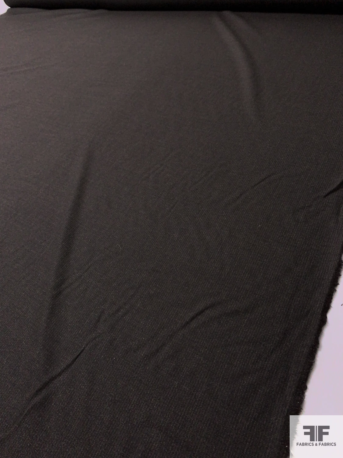 Shadow Striped Lightweight Wool Tweed Suiting - Black / Ecru