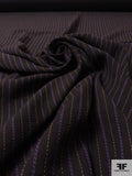 Italian Stitch-Striped Twill Weave Wool Suiting - Black / Purple / Rust / Cream