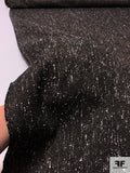 Italian Speckled Wool Blend Stretch Tweed Suiting - Black / Off-White / Grey / Gold