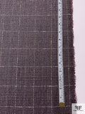 Italian Glen Plaid Wool Suiting with Lurex Fibers - Sepia Lilac / Dark Purple / White / Beige