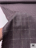 Italian Glen Plaid Wool Suiting with Lurex Fibers - Sepia Lilac / Dark Purple / White / Beige