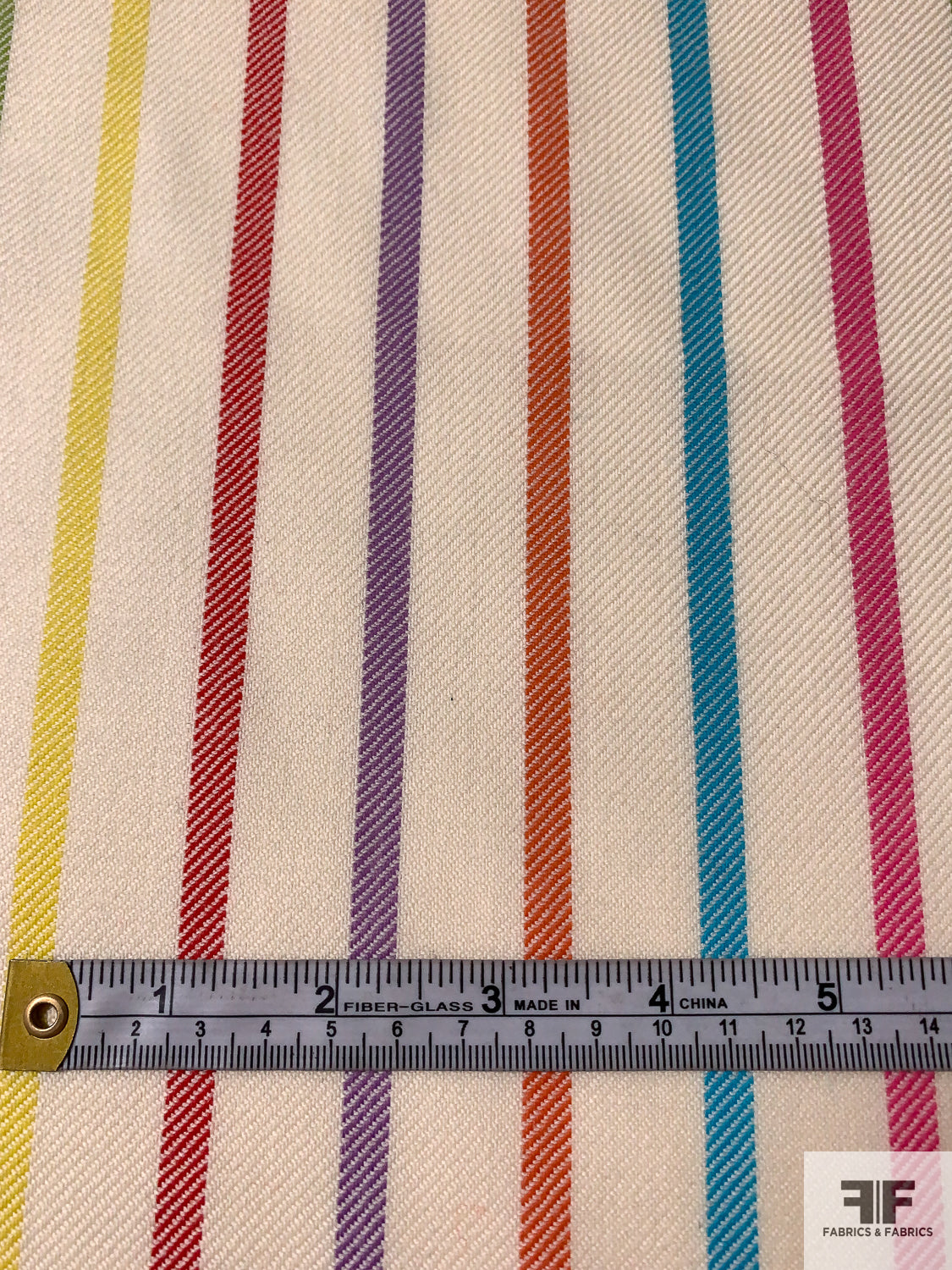 Made in England Vertical Striped Wool Suiting - Cream / Multicolor