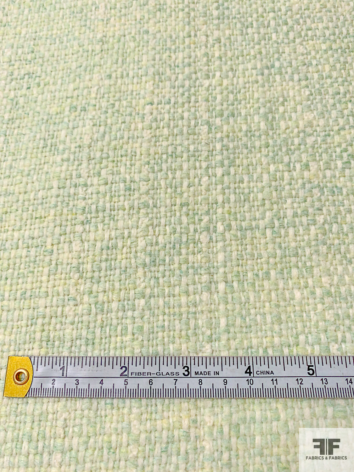 Italian Wool Blend Jacket Weight Tweed - Mint / Ivory