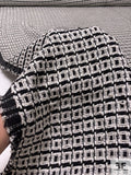 Italian Geometric Tweed Suiting with Clear Fibers - Black / White
