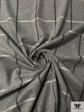 Italian Windowpane Plaid Wool Flannel Light Jacket Weight - Heather Grey / Grey / Ivory