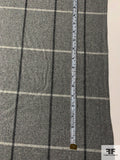 Italian Windowpane Plaid Wool Flannel Light Jacket Weight - Heather Grey / Grey / Ivory