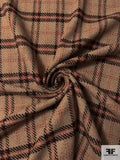 Plaid Wool Blend Jacket Weight - Tan / Dark Brown / Dark Salmon