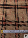 Plaid Wool Blend Jacket Weight - Tan / Dark Brown / Dark Salmon