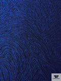 Italian Marble Wood Grain Fine Wool Challis - Blue / Navy