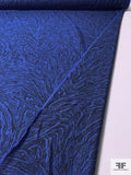 Italian Marble Wood Grain Fine Wool Challis - Blue / Navy