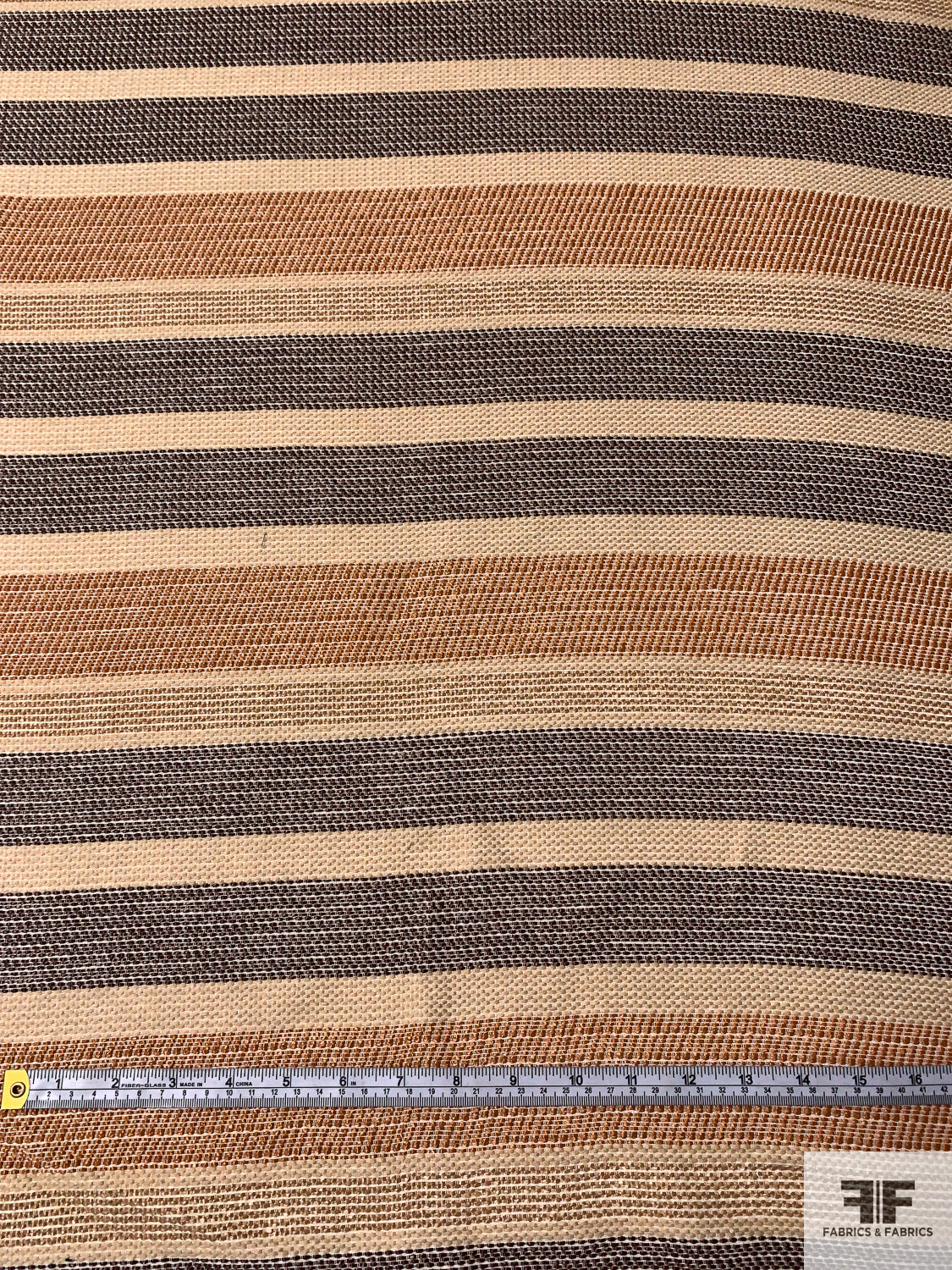 Horizontal Striped Rafia Suiting - Caramel / Tan / Brown