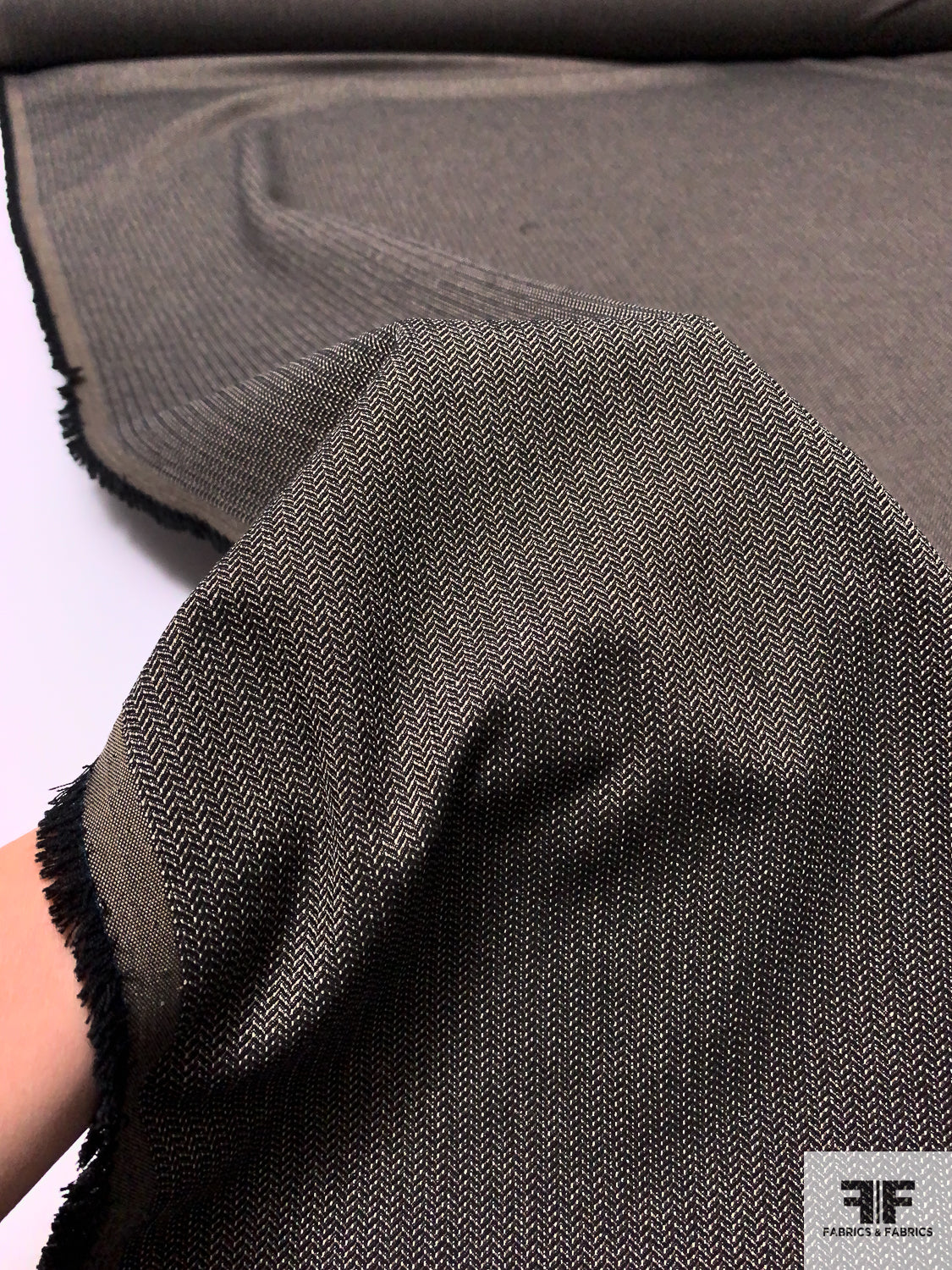 Micro-Herringbone Suiting - Dark Taupe / Black / Off-White
