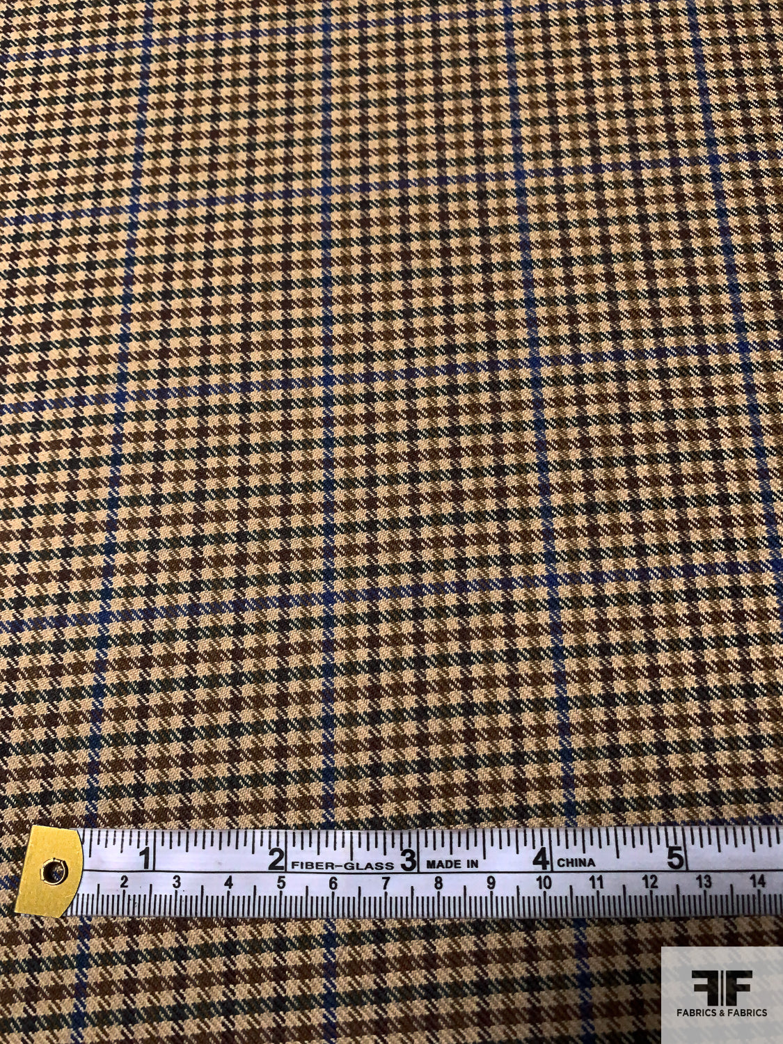 Mini Houndstooth Plaid Wool Suiting - Nude / Browns / Blue / Evergreen / Ochre