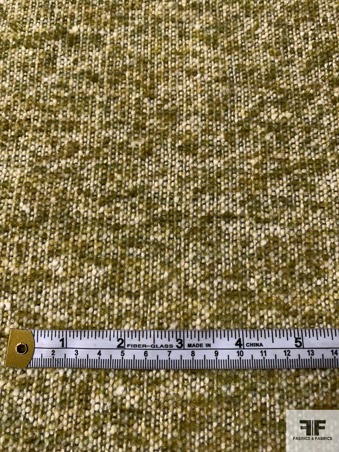 Mohair Jacket Weight Tweed - Dusty Chartreuse / Ivory