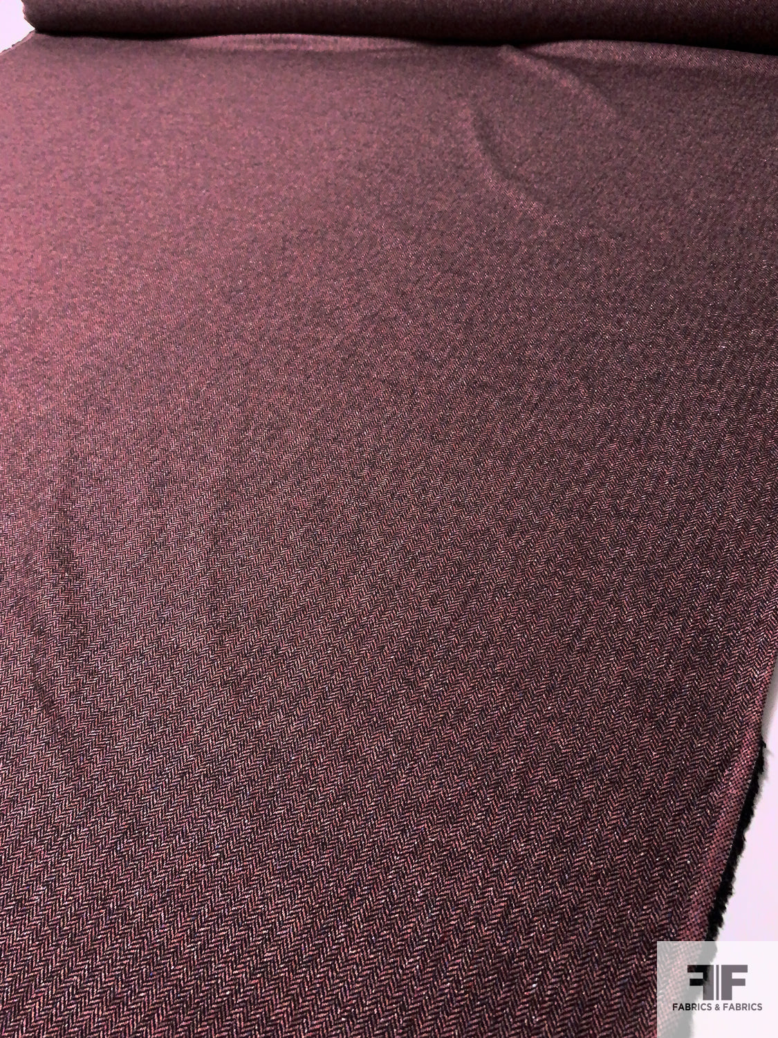 Small Herringbone Speckled Tweed Suiting - Shade of Dusty Pink / Black / Blue