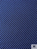 Italian Diagonal Chevron Yarn-Dyed Lightweight Wool Suiting - Blue / Black