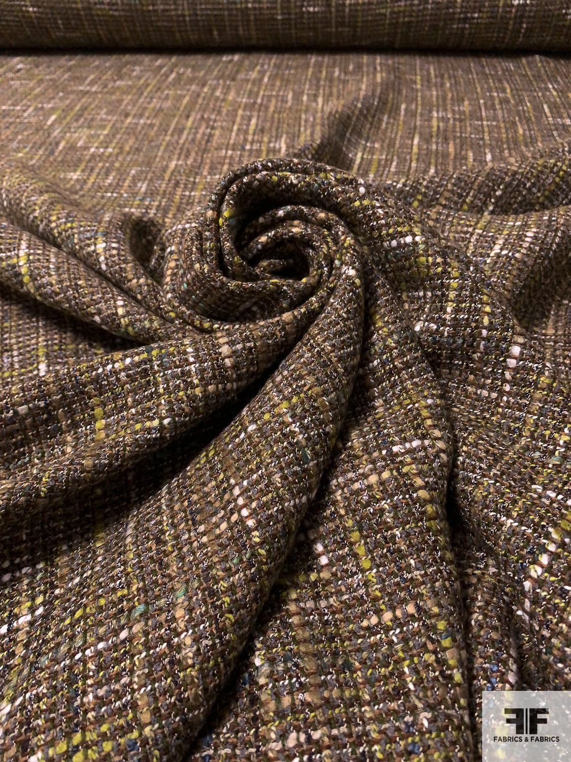 Italian Classic Tweed Suiting - Browns / Lime / White / Grey