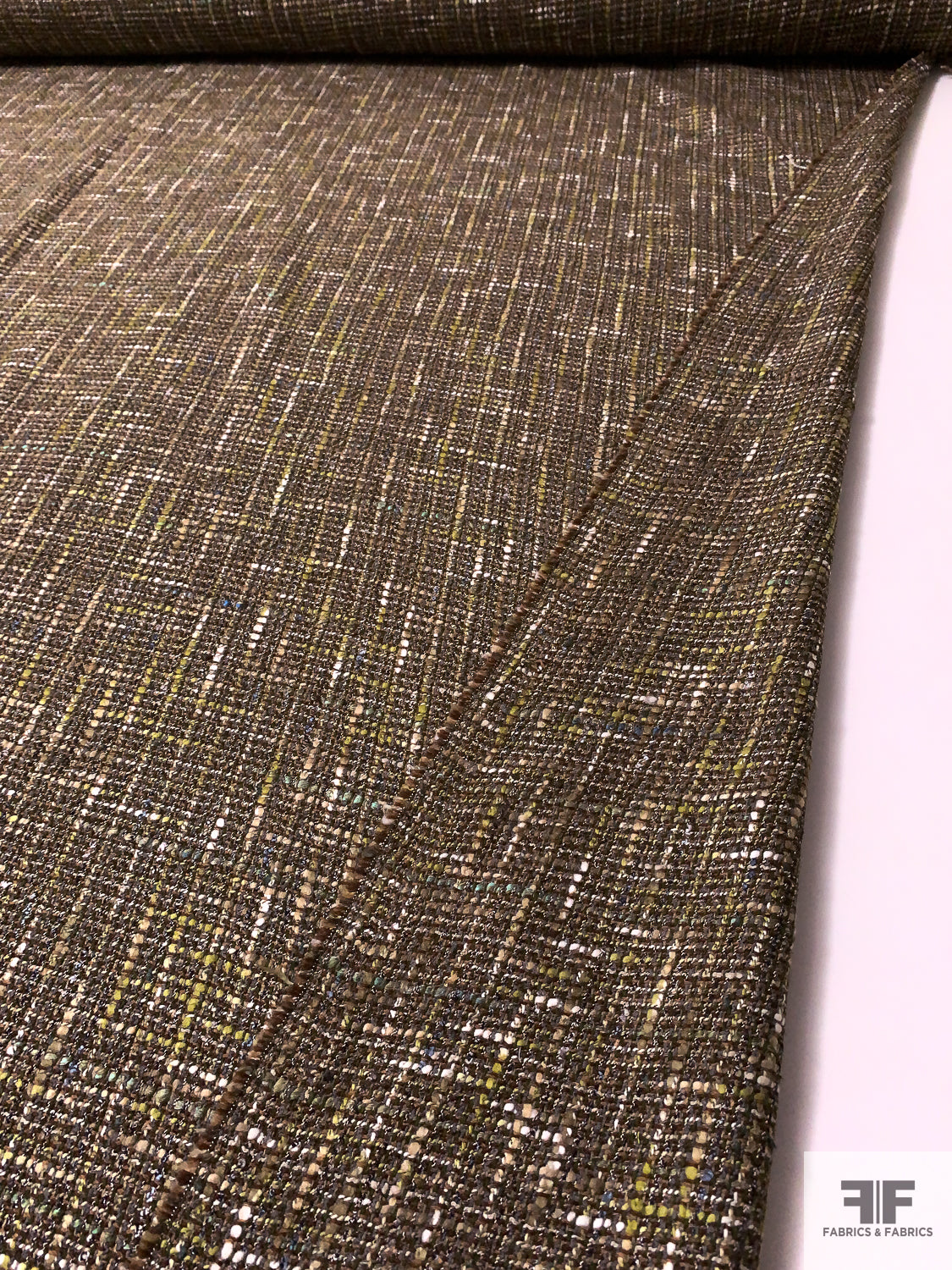 Italian Classic Tweed Suiting - Browns / Lime / White / Grey