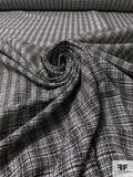 Italian Hazy Plaid Spring Tweed Suiting - Black / Off-White