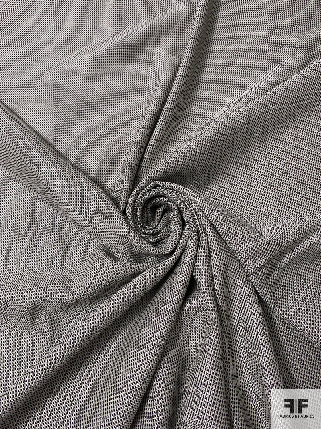 Italian Virgin Wool and Silk Fine Suiting - Black / Off-White / Light Grey