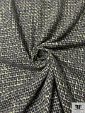 Italian Flat Bouclé Wool Blend Tweed Suiting - Darky Grey / Pastel Green / Ivory