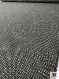 Italian Flat Bouclé Wool Blend Tweed Suiting - Darky Grey / Pastel Green / Ivory