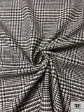 Italian Glen Plaid Brushed Wool Jacket Weight - Black / Ivory