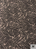 Italian Printed Wool Blend Flannel Jacket Weight - Dark Grey / Taupe