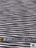 Italian Striped Cotton-Viscose Spring Tweed Suiting - Black / Off-White