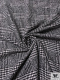 Italian Glen Plaid Brushed Wool Blend Jacket Weight - Black / Ivory