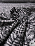 Italian Glen Plaid Brushed Wool Blend Jacket Weight - Black / Ivory