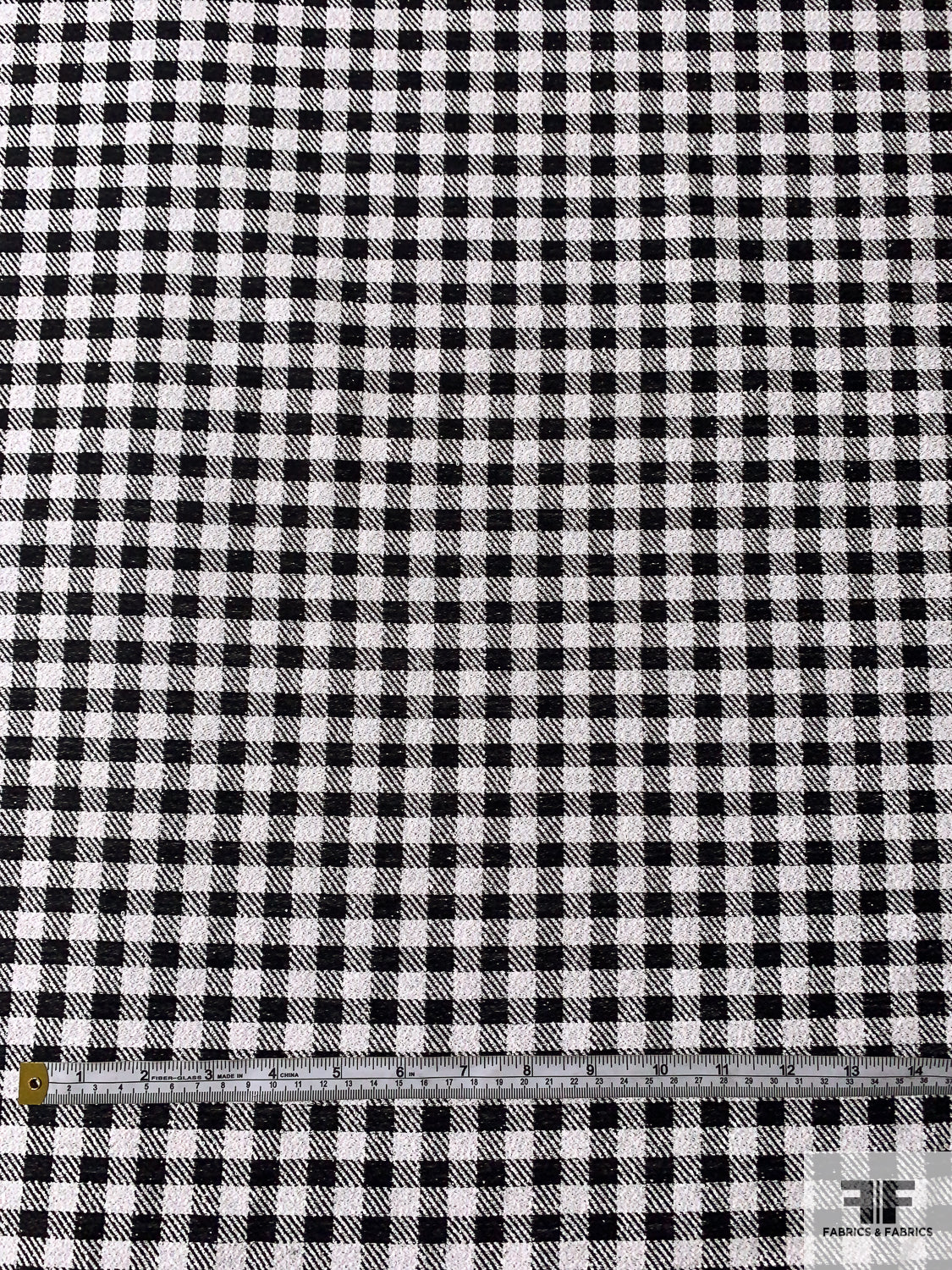 Gingham Check Micro-Bouclé Suiting - Black / Off-White