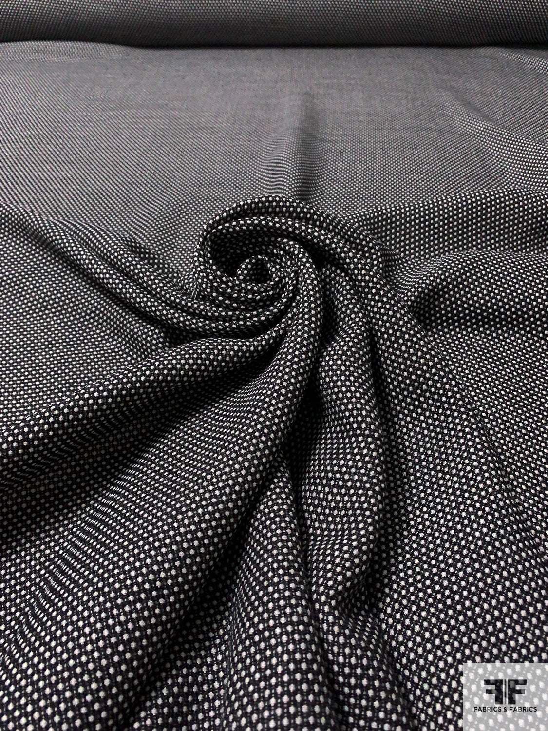 Italian Timeless Wool Tweed Suiting - Black / Off-White