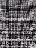 Italian Glen Plaid Fused Wool Suiting - Black / Off-White