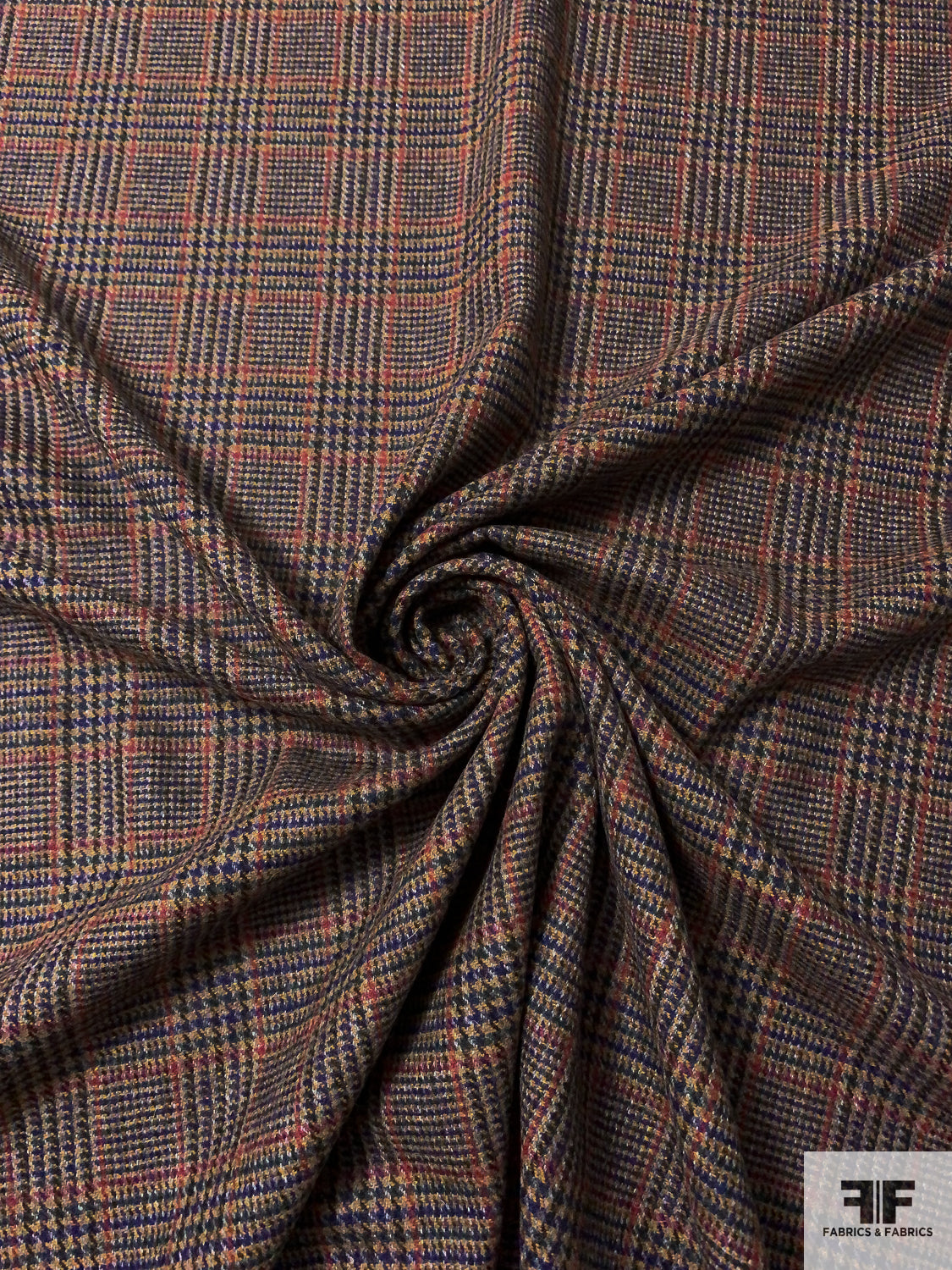 Made in England Glen Plaid Lambswool Suiting - Tan / Maroon / Black / Navy / Evergreen