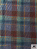 Plaid Brushed Wool Flannel Light Jacket Weight - Dark Red / Blue / Green / Turmeric