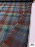 Plaid Brushed Wool Flannel Light Jacket Weight - Dark Red / Blue / Green / Turmeric