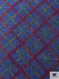 Crochet-Look Loosely Woven Novelty Tweed - Grape Purple / Indigo / Forest Green / Teal