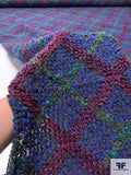 Crochet-Look Loosely Woven Novelty Tweed - Grape Purple / Indigo / Forest Green / Teal