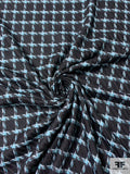 Italian Windowpane Plaid Virigin Wool Ladies Suiting - Black / Dusty Seafoam / Off-White