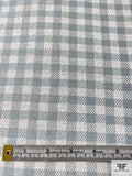 Gingham Check Micro-Bouclé Spring Tweed Suiting - Dusty Light Blue / Light Ivory