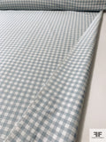 Gingham Check Micro-Bouclé Spring Tweed Suiting - Dusty Light Blue / Light Ivory