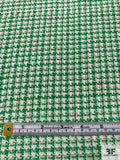Houndstooth Tweed Suiting with Lurex Fibers - Green / Off-White / Gold