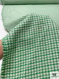 Houndstooth Tweed Suiting with Lurex Fibers - Green / Off-White / Gold