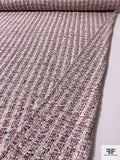 Luxury Tweed Suiting with Lurex Fibers - Shades of Purple / Light Ivory