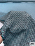 Italian Micro-Houndstooth Yarn-Dyed Metallic Suiting - Turquoise / Black / White / Silver