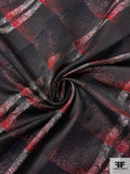 Italian Diagonal Hazy Plaid Brocade - Black / Red / White