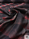 Italian Diagonal Hazy Plaid Brocade - Black / Red / White