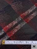 Italian Diagonal Hazy Plaid Brocade - Black / Red / White