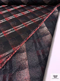 Italian Diagonal Hazy Plaid Brocade - Black / Red / White